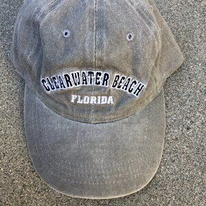 VTG SURF STYLE Clearwater Beach Florida Baseball Hat Adjustable Cap Grey